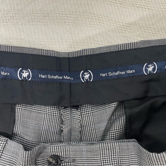 Hart Schaffner Marx Pleated Cuffed Suit Pants Gray Glen Plaid Waist 36 - Picture 10 of 11